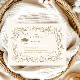 Cartão RSVP Graduação Botânica Vintage