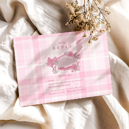 Cartão RSVP Graduação do Arco Rosa Coquette Retro