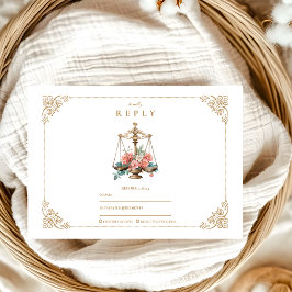 Cartão RSVP Graduação em Faculdade de Direito Floral Rosa-Blus