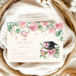 Cartão RSVP Graduação Floral Rosa