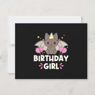 Cartão RSVP Gráfico de Bat Rapariga de Aniversário Bonita