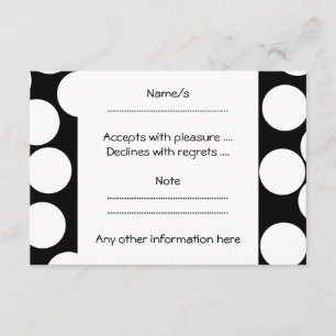 Cartão RSVP Grandes pontos em preto e branco.