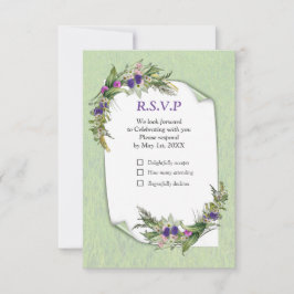 Cartão RSVP Grãos e flores de primavera ecologicamente compatí