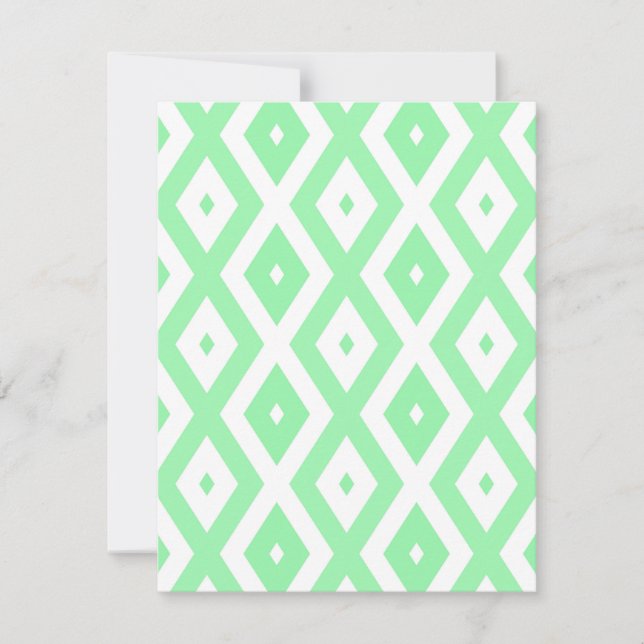 Cartão RSVP Green and white diamond pattern (Frente)