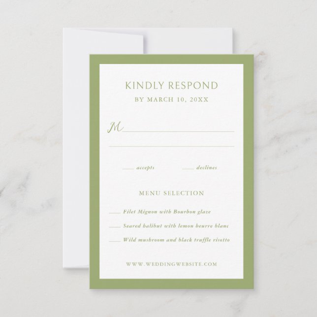 Cartão RSVP Green Frame Wedding  (Frente)