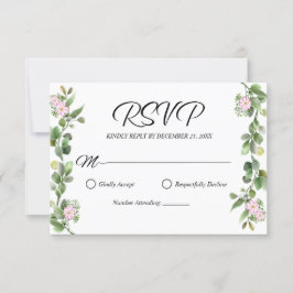 Cartão RSVP Greenery Elegant e Belo Casamento Floral
