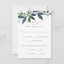 Cartão RSVP Greenery Geo | Casamento de Escolha de Refeição Do