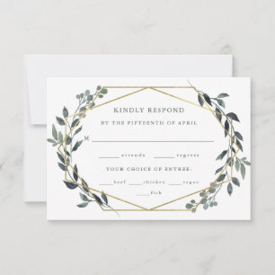 Cartão RSVP Greenery Geo  Escolha das Refeições de Casamento D