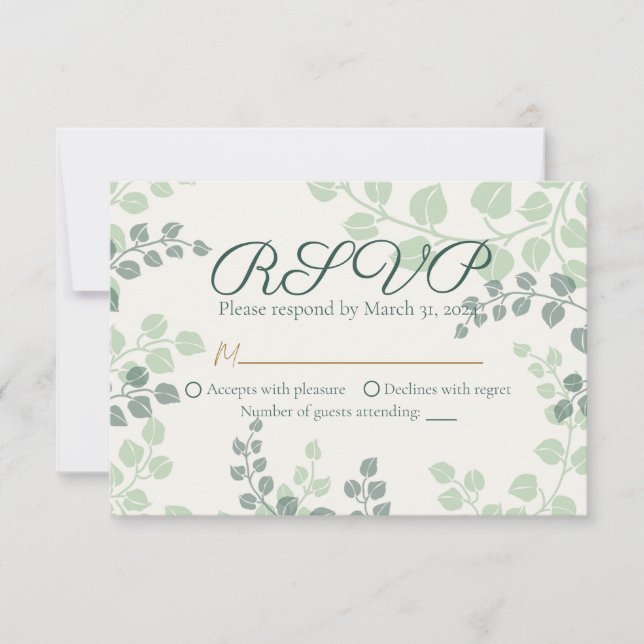 Cartão RSVP Greenery Wedding (Frente)