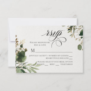 Cartão RSVP Greenery Willow e creme