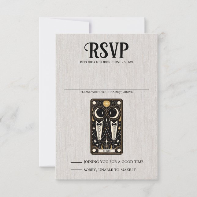 Cartão RSVP Grooms Wedding Tarot (Frente)