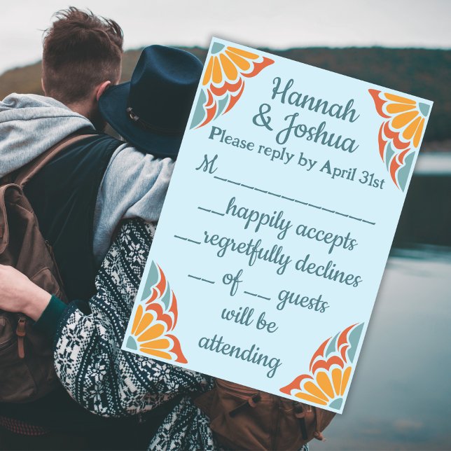 Cartão RSVP Groovy Light Blue (Criador carregado)