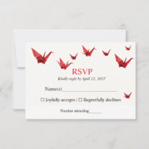 Gruas de Papel Origami Vermelhas Casamento Minimal