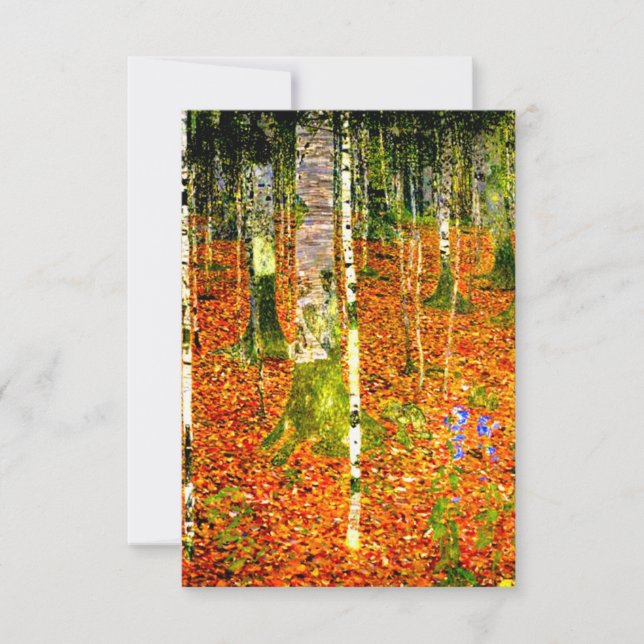 Cartão RSVP Gustav Klimt Birch Trees (Frente)