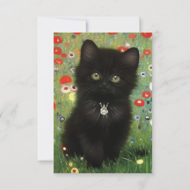 Cartão RSVP Gustav Klimt Kitten (Frente)