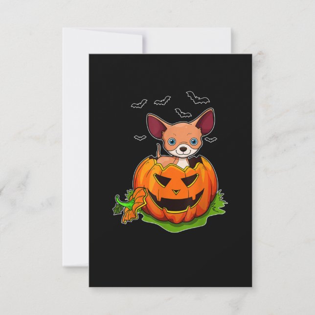 Cartão RSVP Halloween Chihuahua Dog Amava Pumpkin Grunge Jack (Frente)