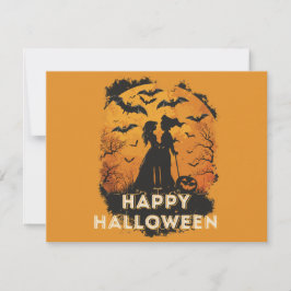 Cartão RSVP Halloween-Duo im Mondlicht