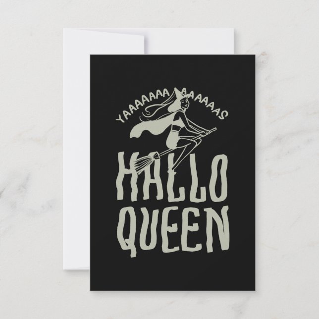 Cartão RSVP Halloween Hallo Queen (Frente)