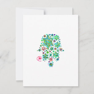 Cartão RSVP Hamsa de Arte de Estrelas Judaicas