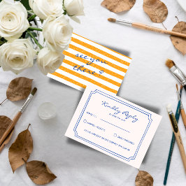 Cartão RSVP Hand Written Pinstripes Painted Italian Wedding 