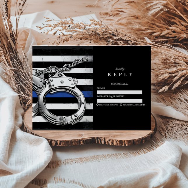Cartão RSVP Handcuffs American Flag Police Graduation (Criador carregado)