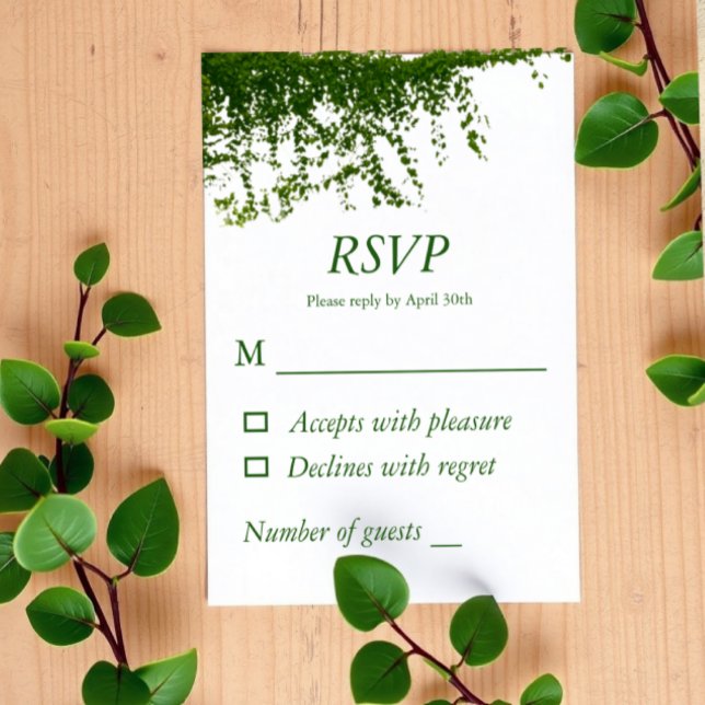 Cartão RSVP Hanging Ivy Greenery Wedding (Criador carregado)