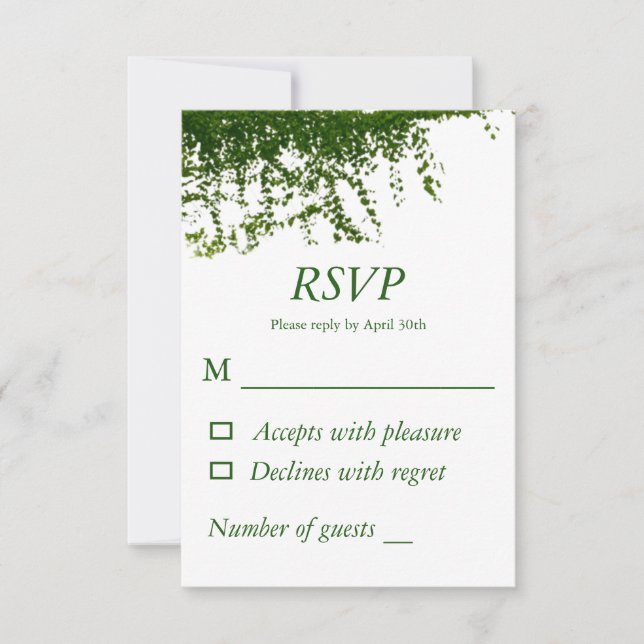 Cartão RSVP Hanging Ivy Greenery Wedding (Frente)