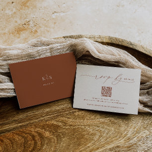 Cartão RSVP HARMONIA   Código QR de Casamento Minimalista Terr