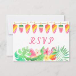 Cartão RSVP Havaiano Luau Tropical Deixa Gelo Lolly Watercolor