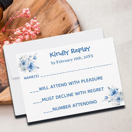 Cartão RSVP Heart Glasses Teddy Bear Blue Baby Shower 