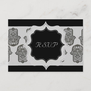Cartão RSVP Henna Hand of Hamsa (Casamento)