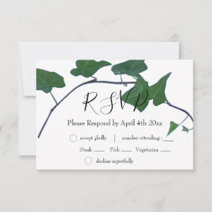 Cartão RSVP Hera inglês verde aquarela clássica