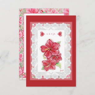 Cartão RSVP Hibiscus e rendas RED