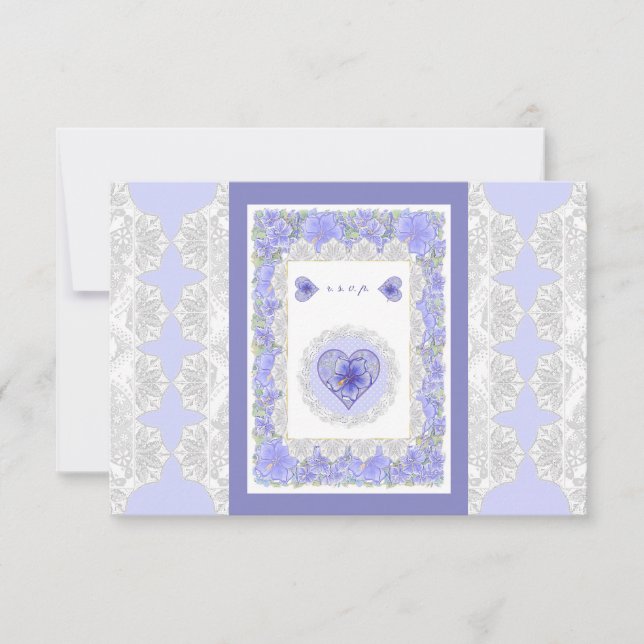 Cartão RSVP Hibiscus & lace BLUE (Frente)