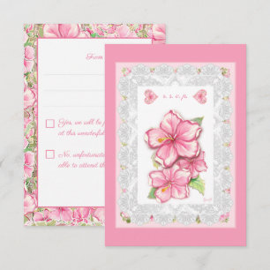 Cartão RSVP Hibiscus & Lace PINK