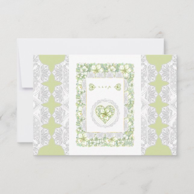 Cartão RSVP Hibiscus & lace WHITE (Frente)