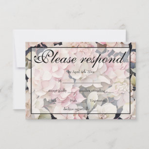 Cartão RSVP Hídrangas florais de cor-de-água rosa Elegante