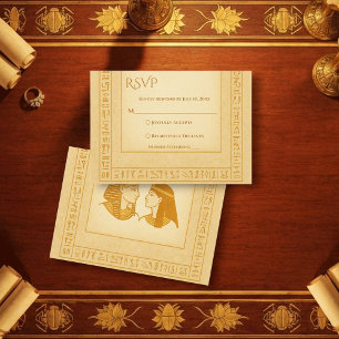 Cartão RSVP Hieróglifos Antigos Rei & Rainha Casamento Egípcio
