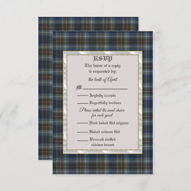 Cartão RSVP Holyrood Scottish Tartan Response Card (Frente/Verso)