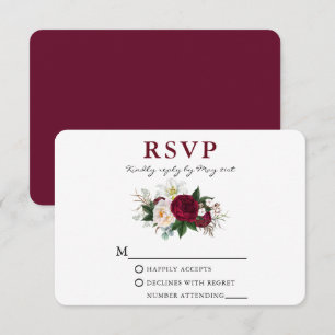 Cartão RSVP Hortaliças florais Rd de Borgonha da aguarela
