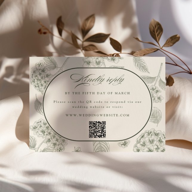 Cartão RSVP Hortênsia Salvia Casamento Antigo (Criador carregado)