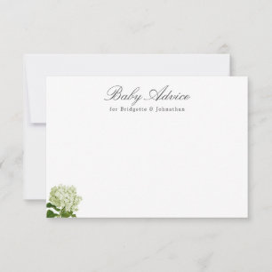 Cartão RSVP Hydrangea Baby Advice, branco e verde