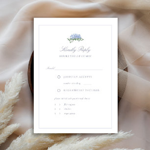 Cartão RSVP Hydrangea Formal Quadro Azul Casamento à Beira-Mar