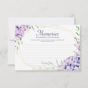Cartão RSVP Hydrangea Lilac Floral Foto Geométrica Memorial