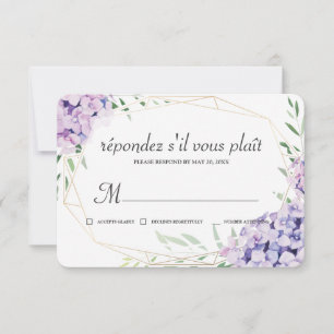 Cartão RSVP Hydrangea Lilac Floral Memorial