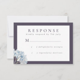 Cartão RSVP Hydrangeas Azuis e Casamento de Marinhos