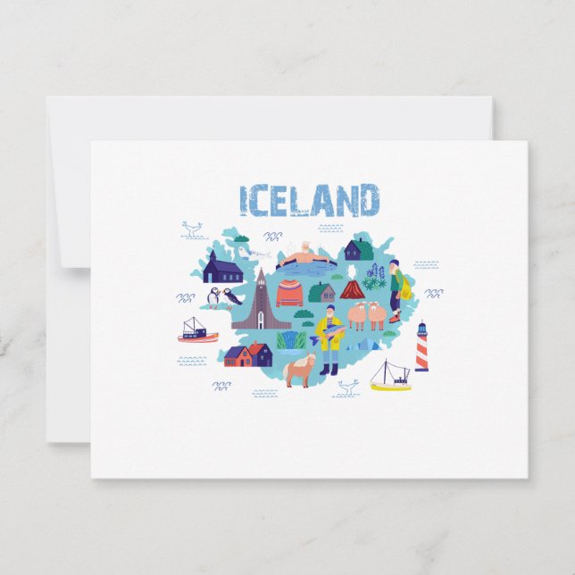 Cartão RSVP Iceland map (Frente)