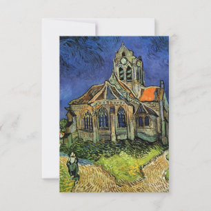 Cartão RSVP Igreja em Auvers de Vincent van Gogh Casamento