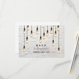 Cartão RSVP Iluminação Vintage Tijolo Branco Casamento