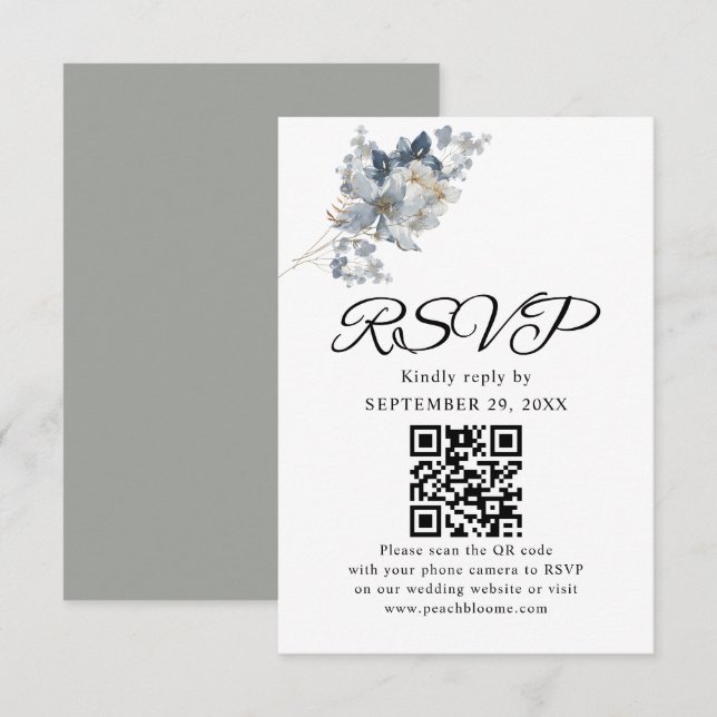 Cartão RSVP Ilustração de Aquarela Rústica Arranjo Floral (Frente/Verso)